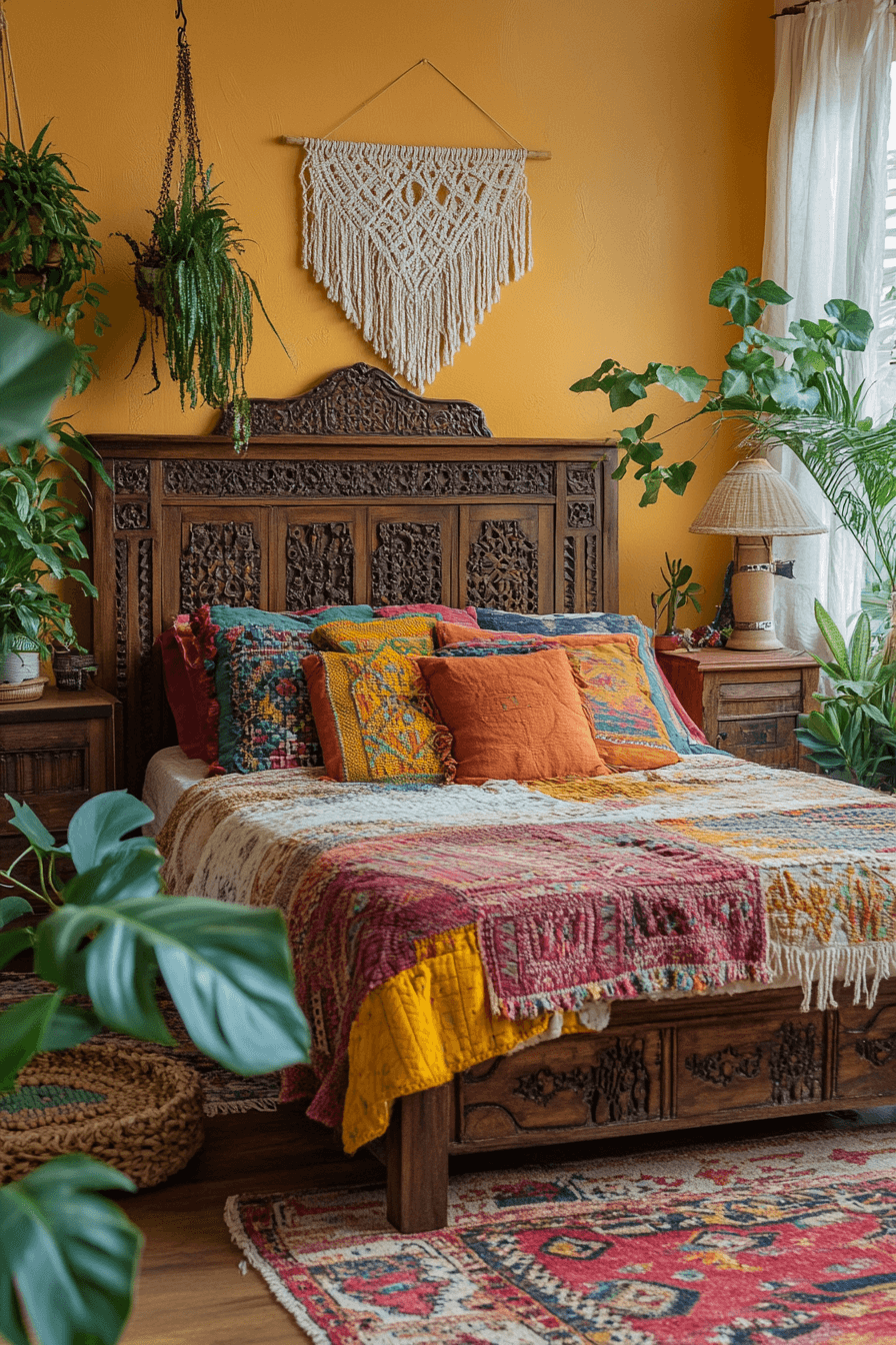 18+ Chic Bedroom Ideas That Highlight Style in Every Detail 1 Boho Colorful Haven
