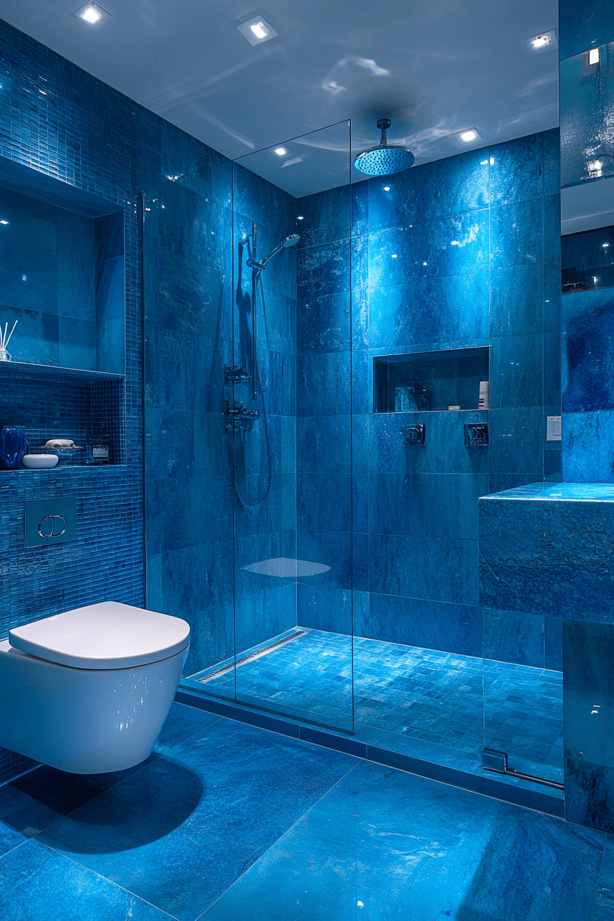 19+ Blue Bathroom Decor Inspiration for a Chic and Modern Vibe 1 Elegant Ocean Blue Escape