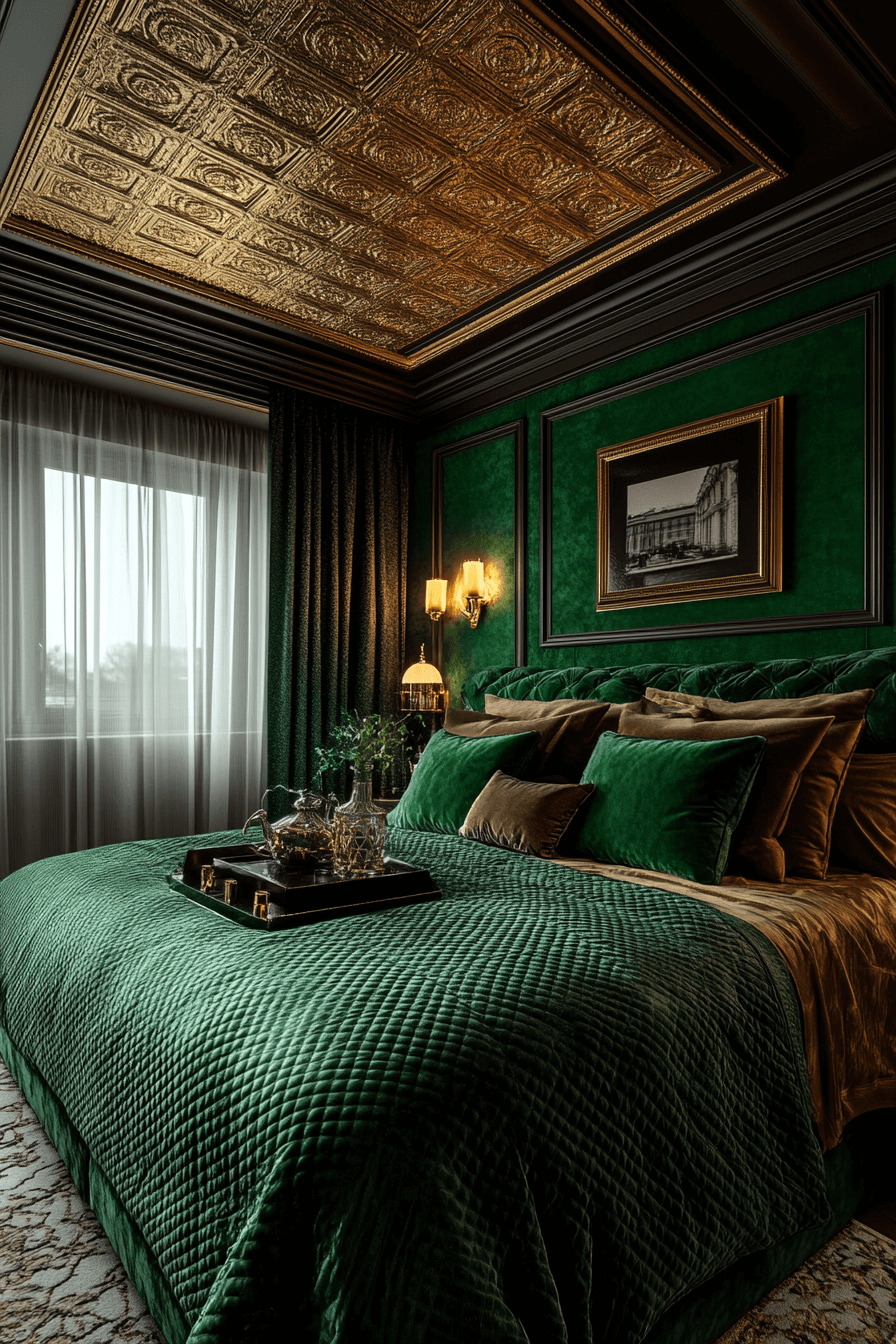 16+ Emerald Green Art Deco Bedroom Ideas to Capture Timeless Glamour 1 Luxurious Emerald Art Deco Retreat