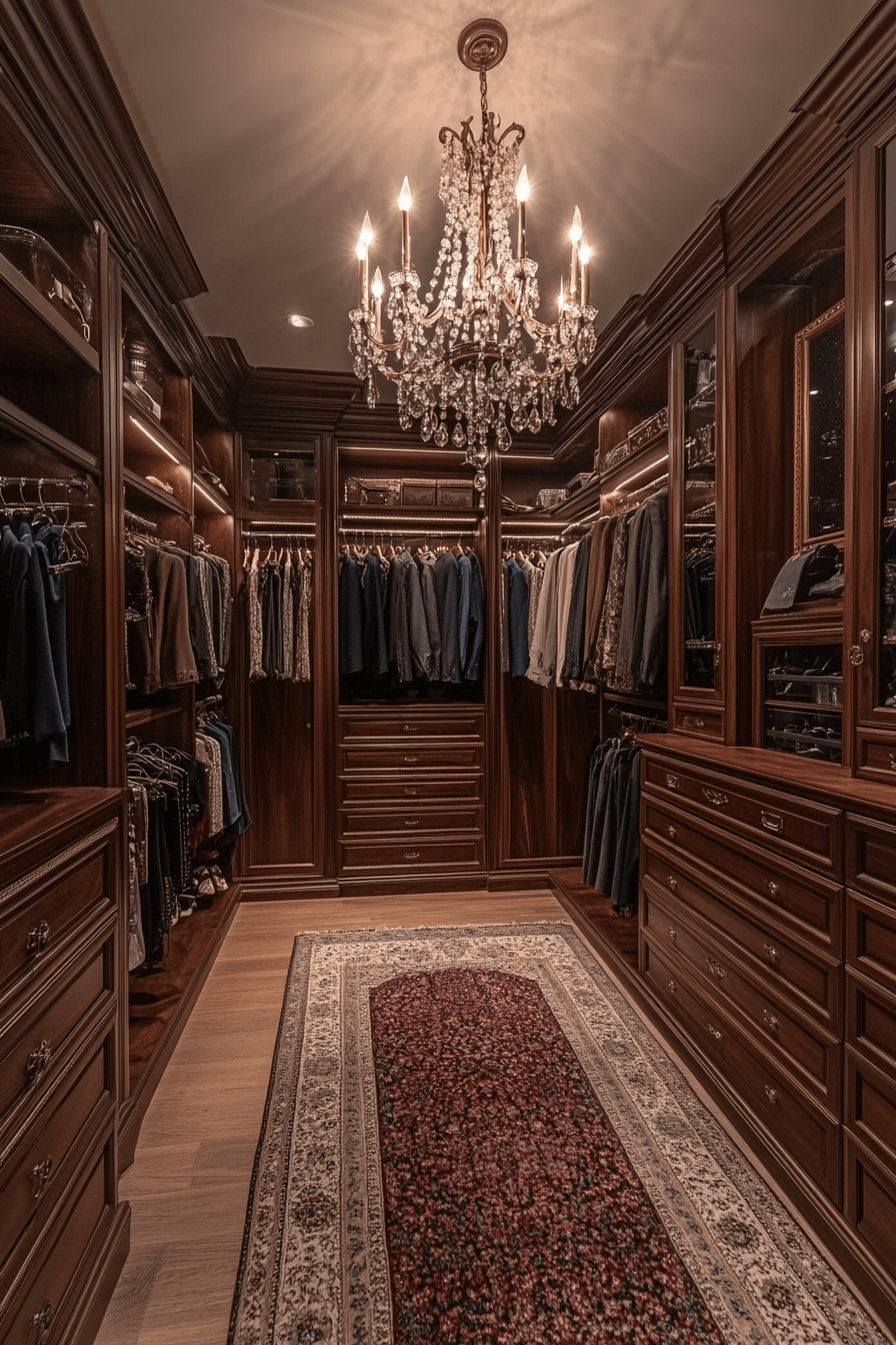17+ Walk In Closets Designed to Showcase Your Unique Style 1 Parkling Chandelier