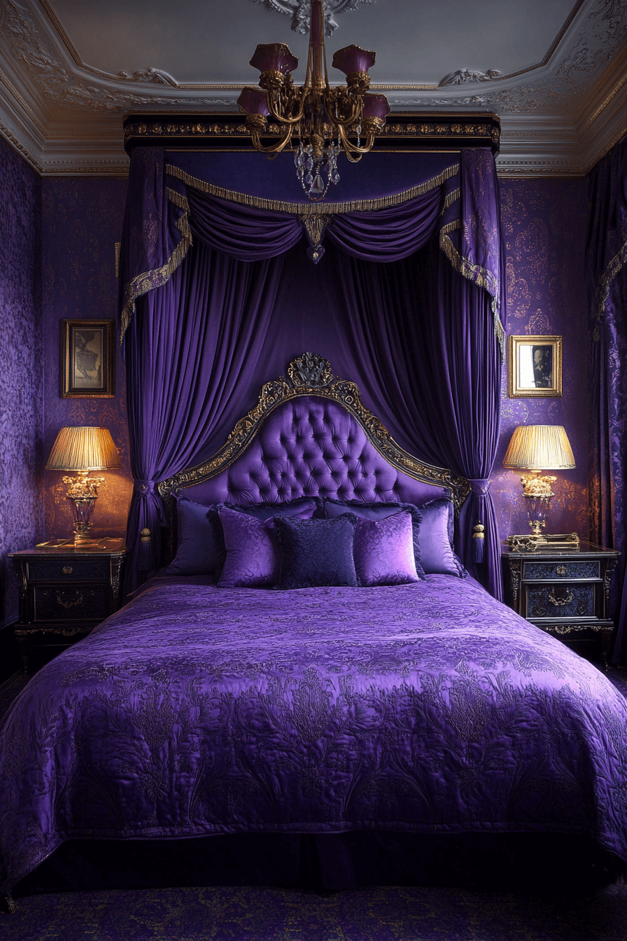 16+ Purple Bedrooms That Balance Bold Color With Relaxing Vibes 1 Regal Purple Sanctuary