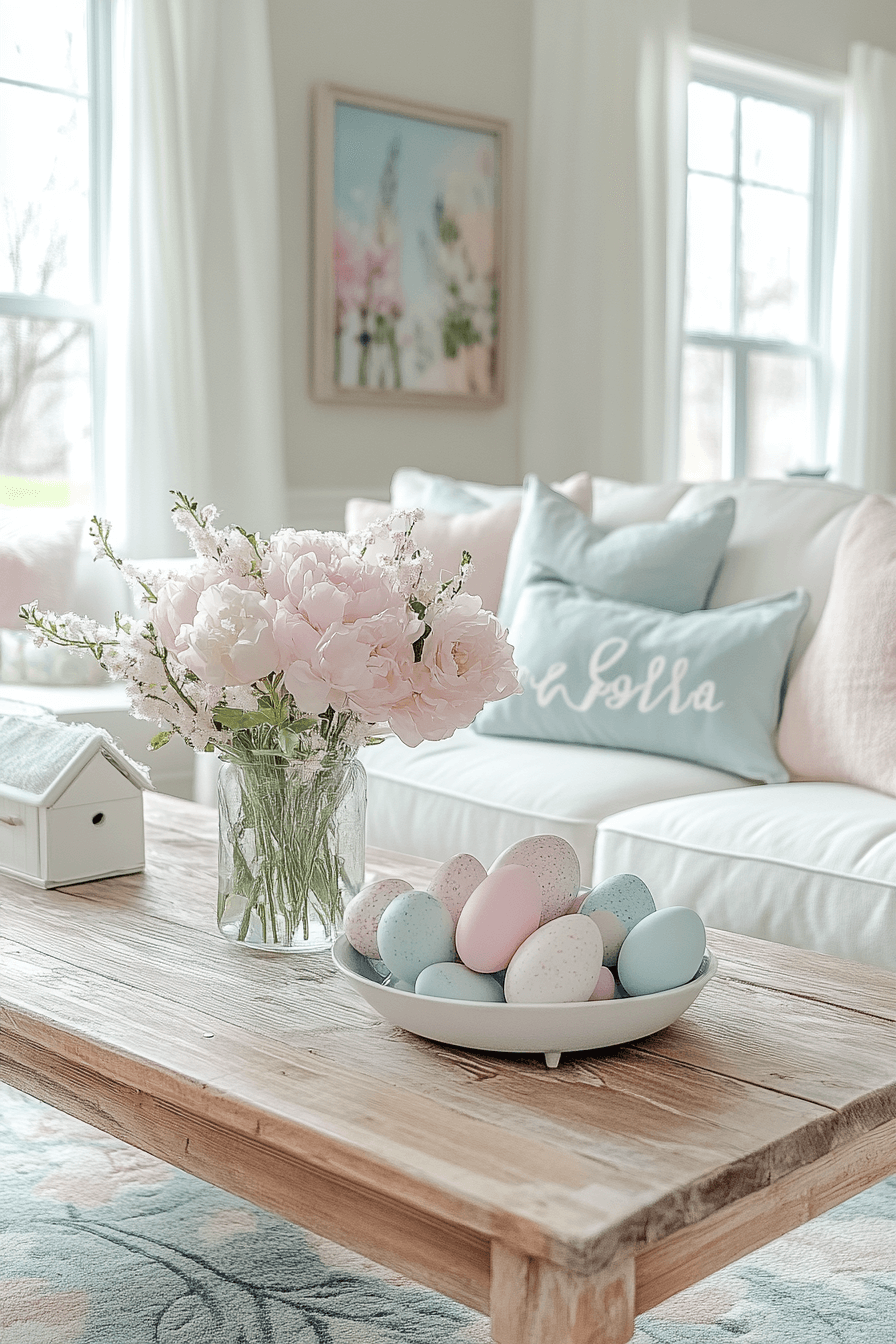 20+ Easter Living Room Decor That Works Beautifully on Any Budget 1 Soft Pastel Glow Up