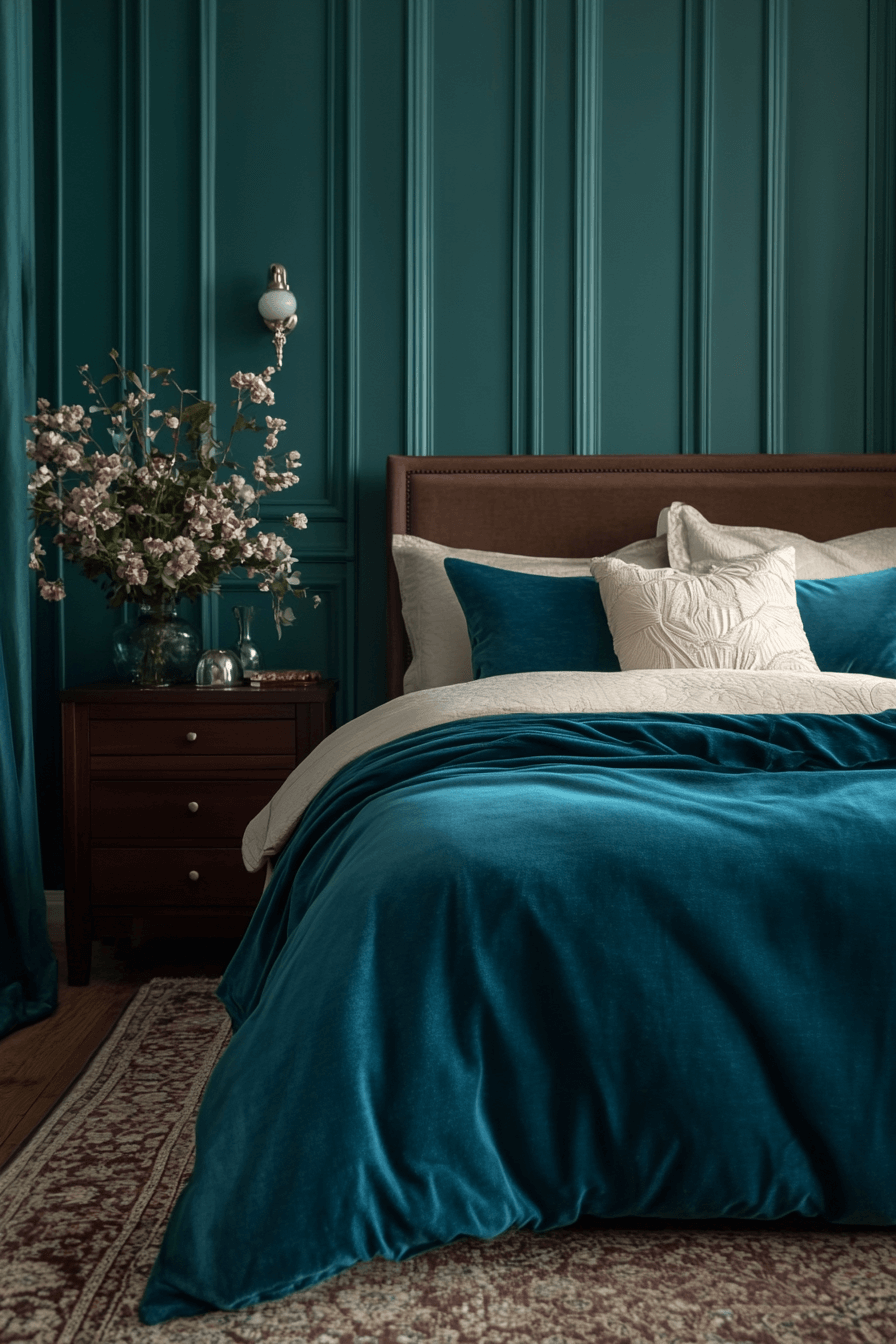 15+ Dark Teal Bedroom Ideas That Make a Statement With Style 1 Tranquil Dark Teal Bedroom Sanctuary
