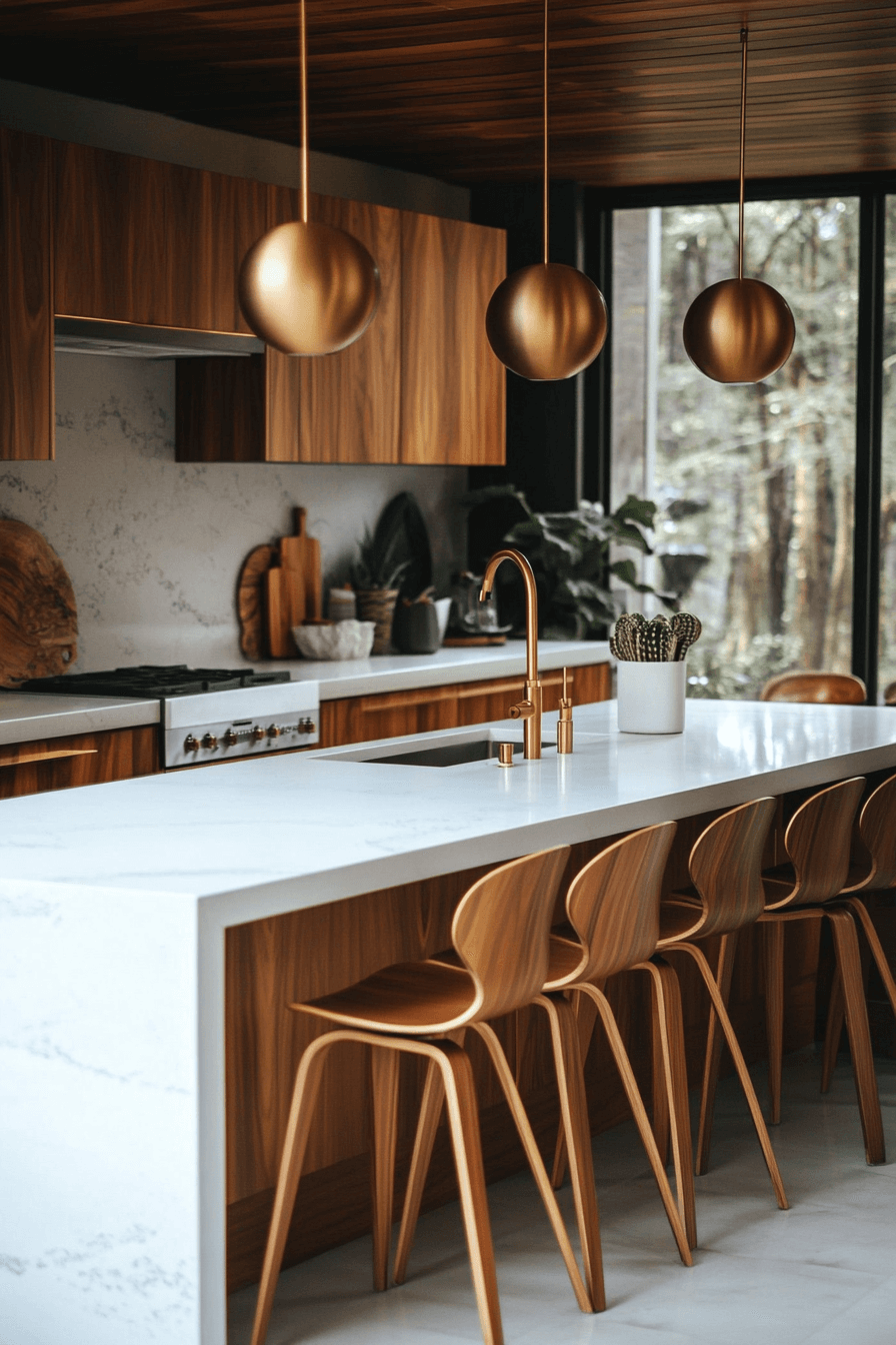 19+ Mid Century Modern Kitchen Ideas That Blend Retro and Timeless Style 1 Vintage Wood Accents