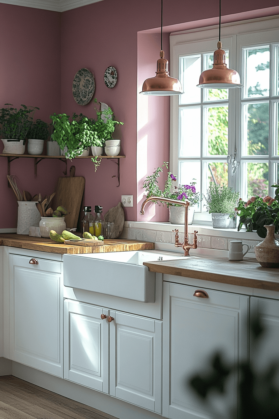 16+ Farmhouse Kitchen Paint Colors That Bring Warmth to Your Space 10 Blush Rose Elegance