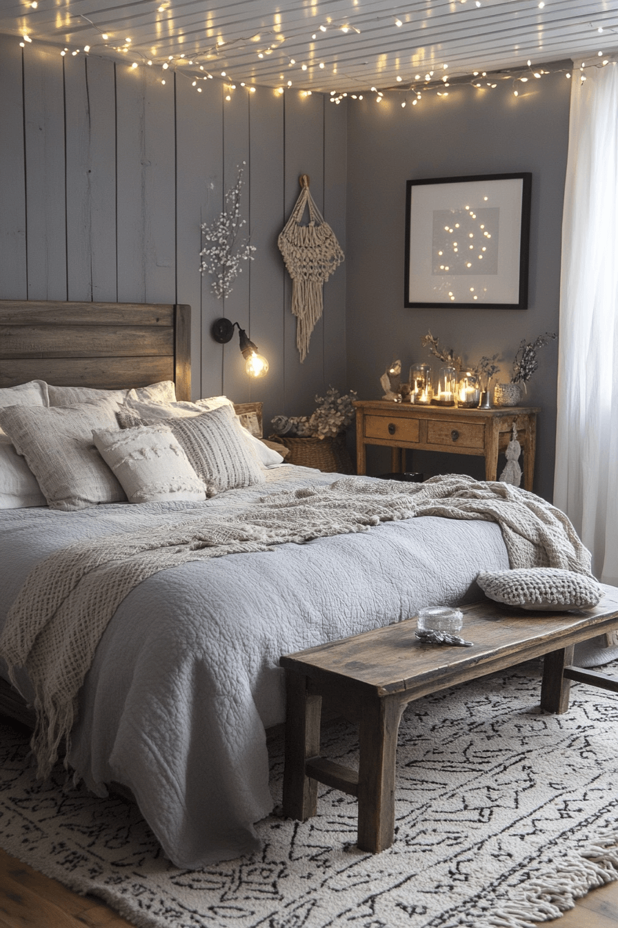 18+ Grey Boho Bedroom Looks That Turn Simplicity Into Sophistication 10 Glistening Grey Accents