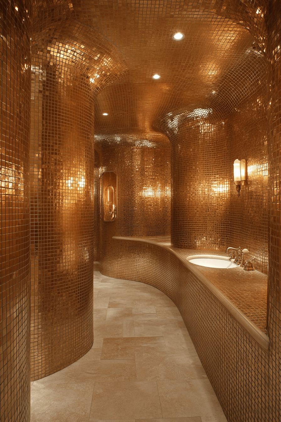 16+ Bathroom Tile Design Ideas That Add Style and Personality Instantly 10 Golden Accent Elegance