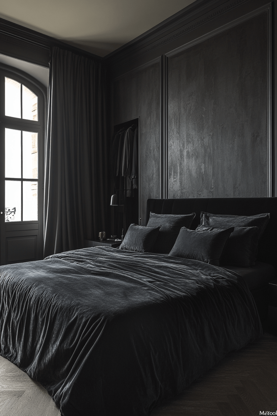 22+ Dark Feminine Bedroom Ideas for a Modern and Alluring Makeover 10 Midnight Magic