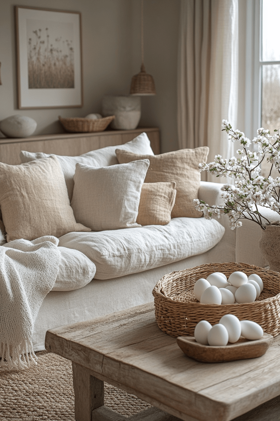 20+ Easter Living Room Decor That Works Beautifully on Any Budget 10 Neutral Spring Comfort