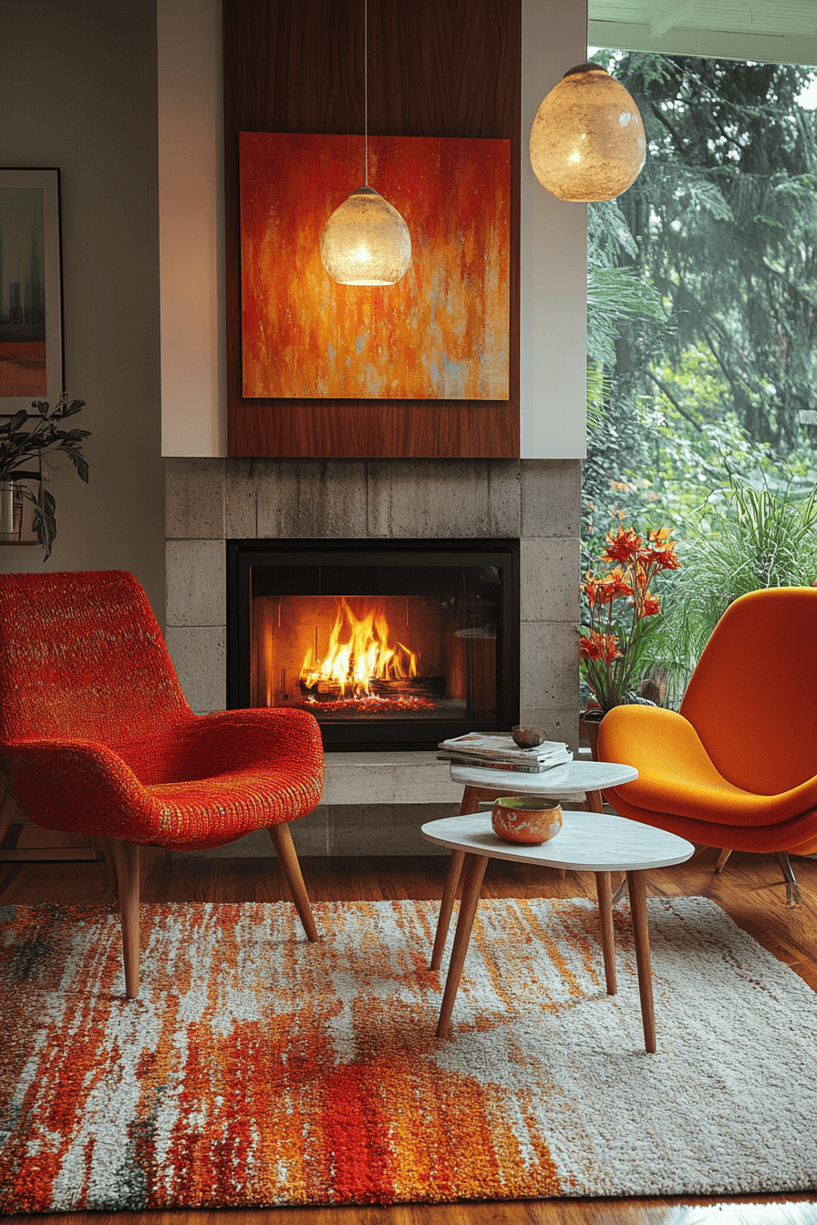 24+ Modern Fireplace Ideas to Create a Stunning Focal Point 10 Retro Revival