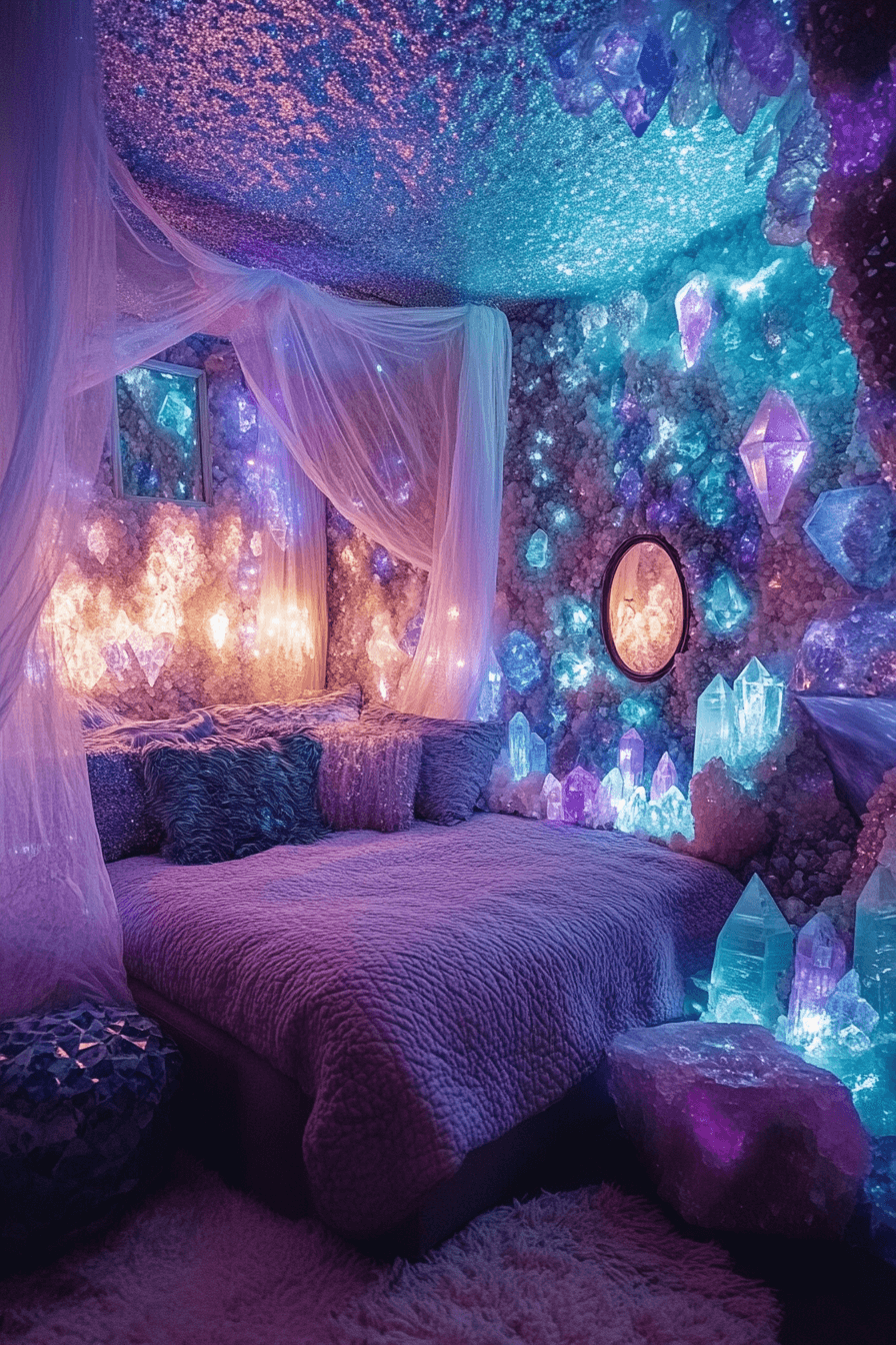 18+ Boho Witchy Bedroom Ideas for a Budget-Friendly Magical Makeover 11 Crystal Magic Room