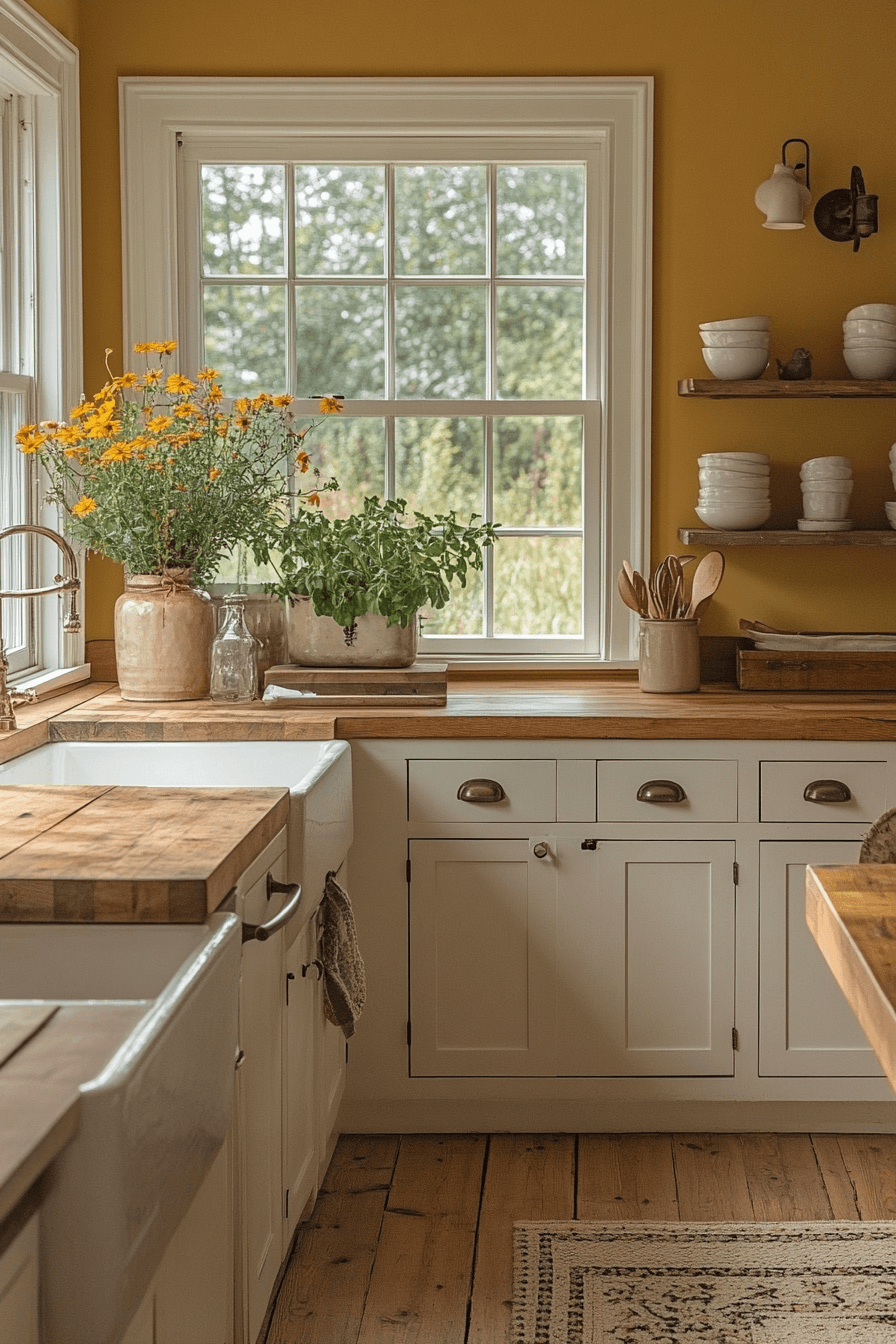 16+ Farmhouse Kitchen Paint Colors That Bring Warmth to Your Space 11 Golden Harvest Comfort