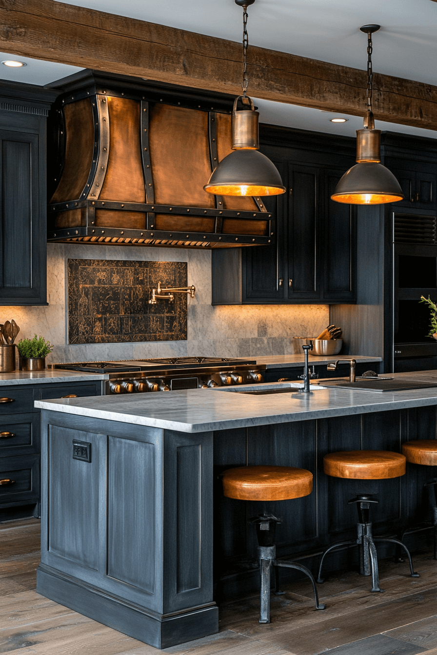 17+ Industrial Farmhouse Kitchen Designs That Bring Comfort and Edge Together 11 Metal Accents Farmhouse Kitchen