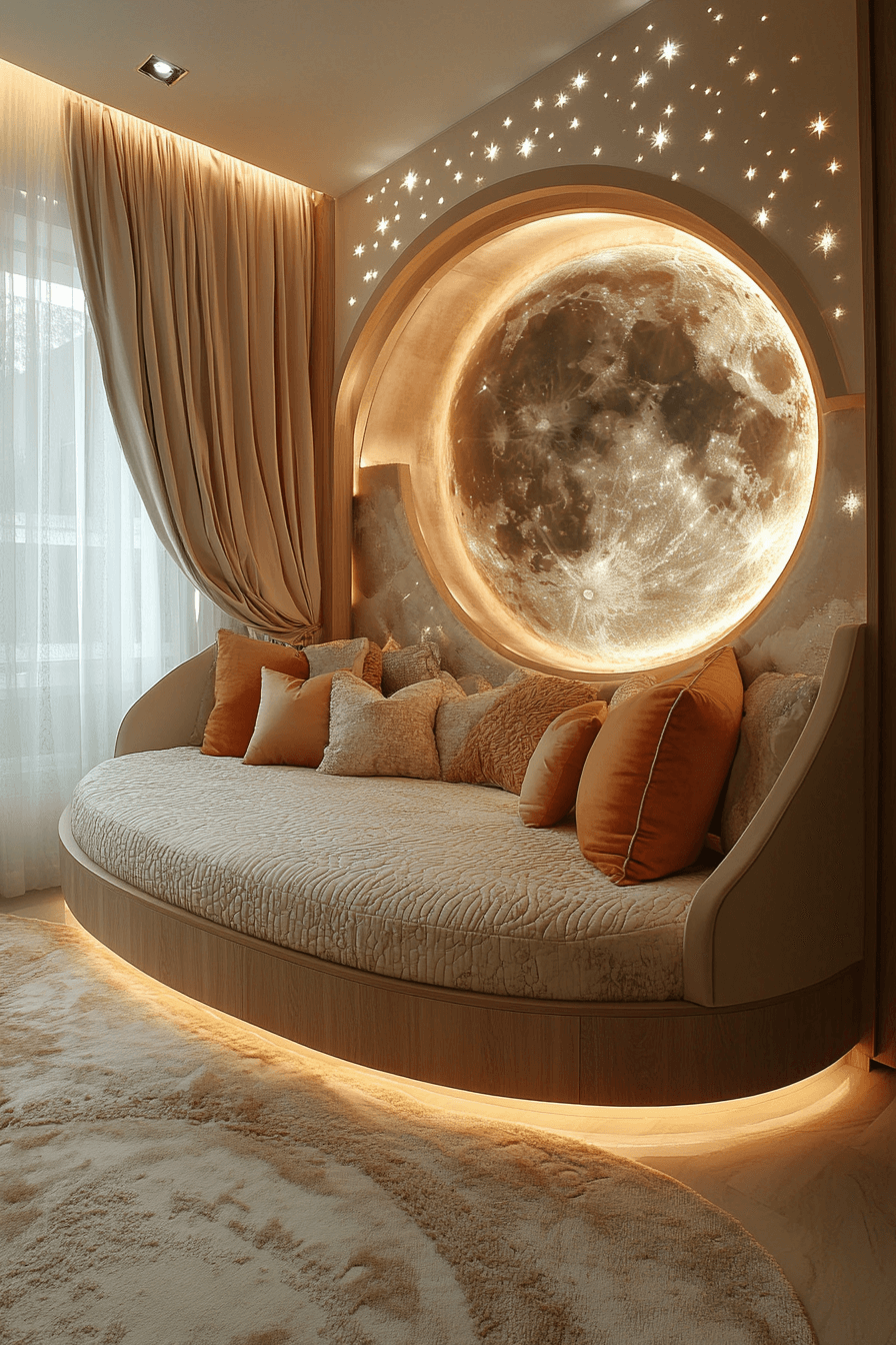 27+ Luxury Kids Bedroom Designs That Encourage Play and Rest 11 Moonlight Serenity Lounge Room