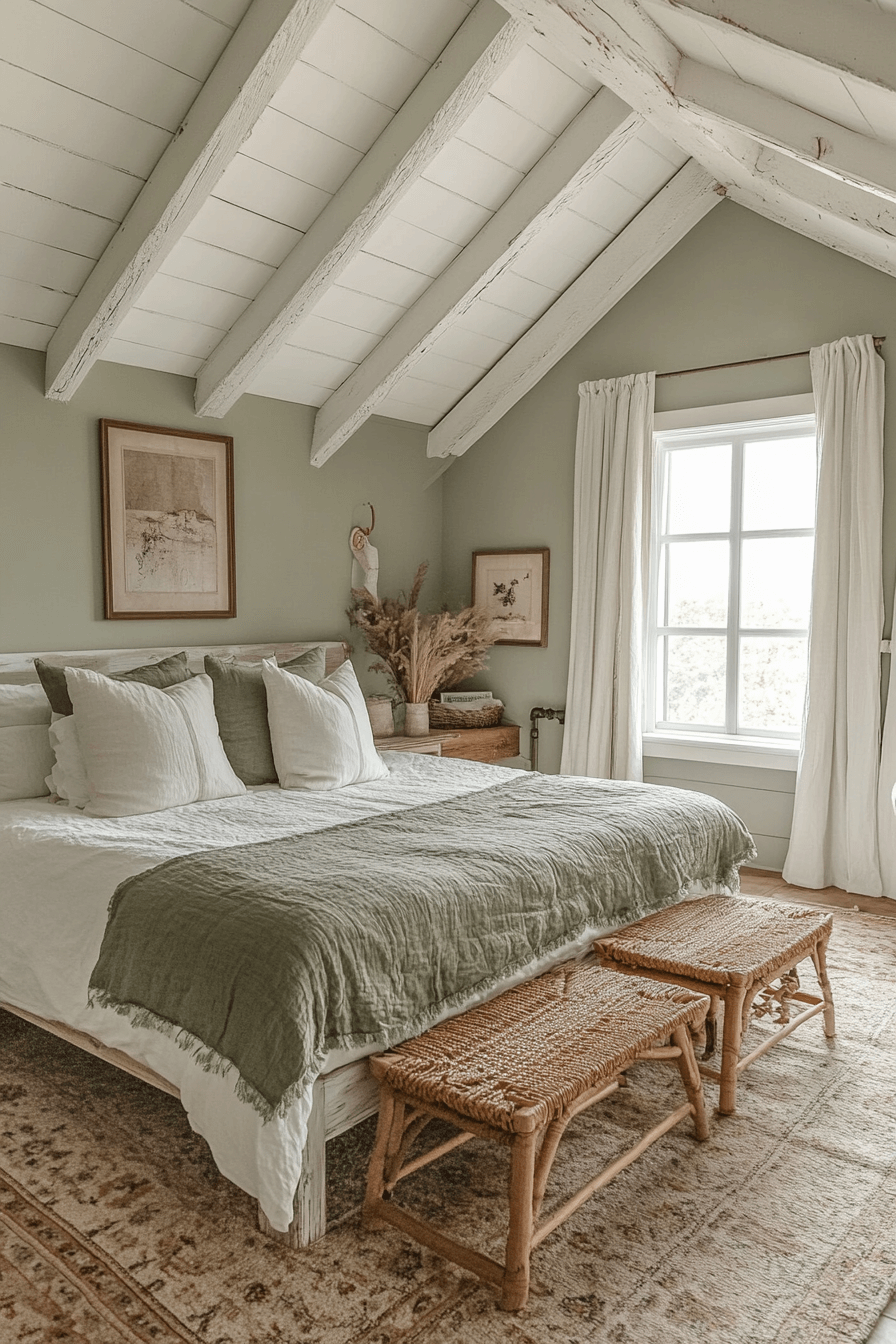 18+ Sage Green Farmhouse Bedroom Ideas to Inspire a Peaceful Atmosphere 11 Sage Green Airy Dream