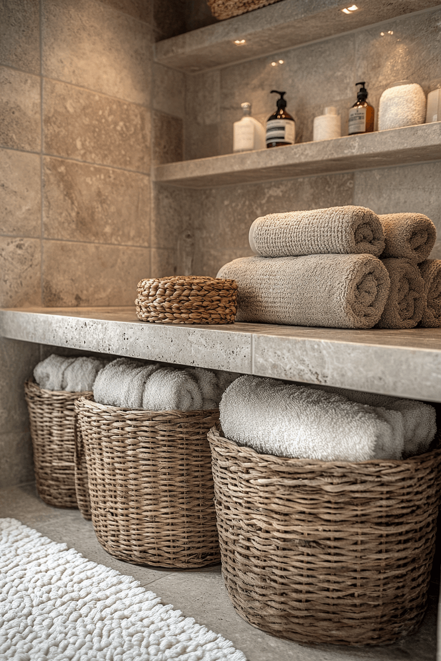 17+ Neutral Bathroom Decor Looks That Spark Serenity and Balance 11 Textured Neutral Layers