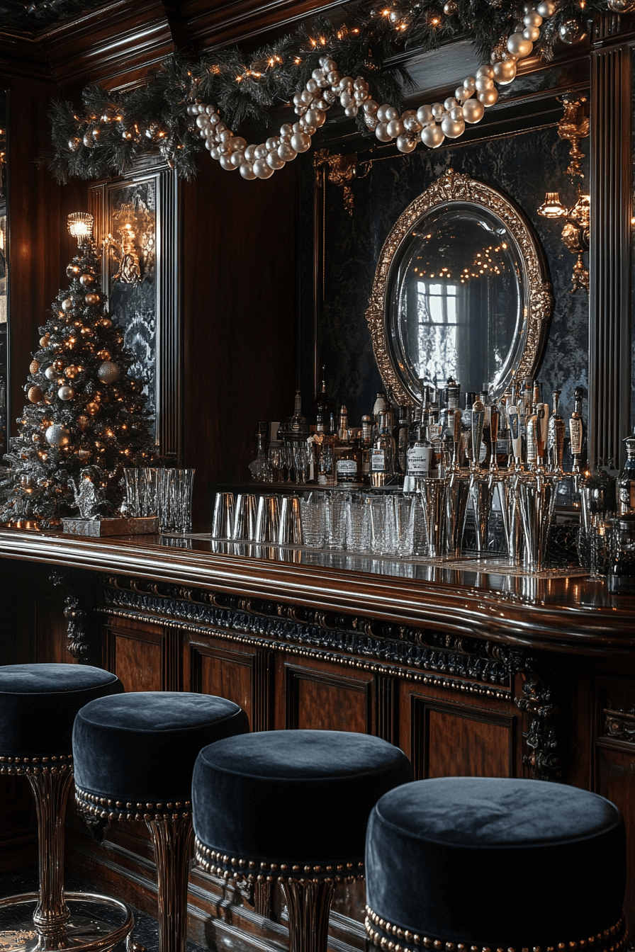 17+ Vintage Christmas Decor Ideas That Bring Nostalgic Charm Home 12 Art Deco Holiday Bar