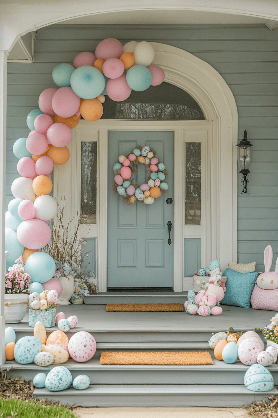23+ Easter Porch Decor Inspiration That Captures the Spirit of Spring 12 Balloon Arch Surprise