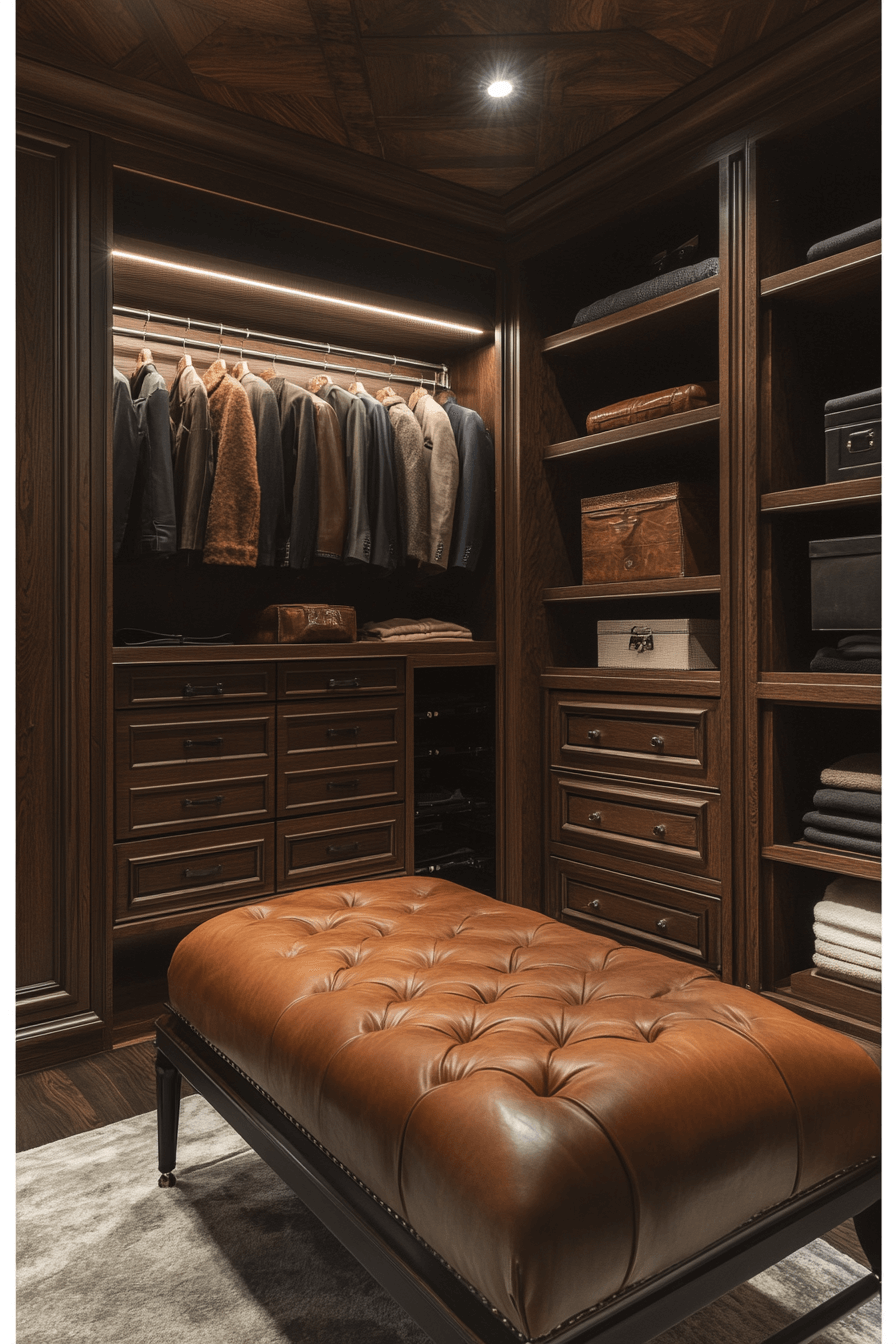 17+ Walk In Closets Designed to Showcase Your Unique Style 12 Leather Accents