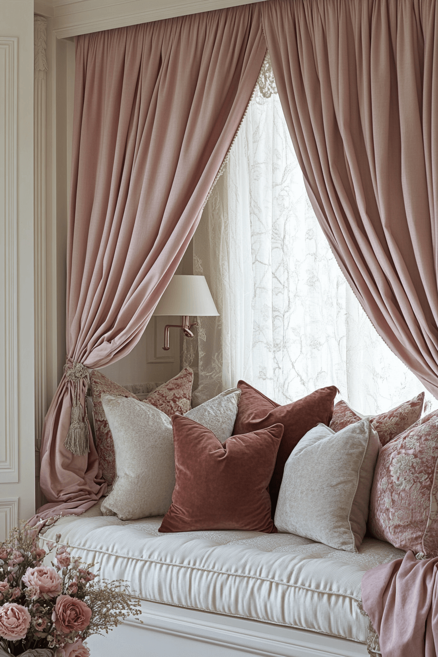 16+ Feminine Bedroom Inspiration for Creating a Calming Oasis 12 Luxe Lounging Corners