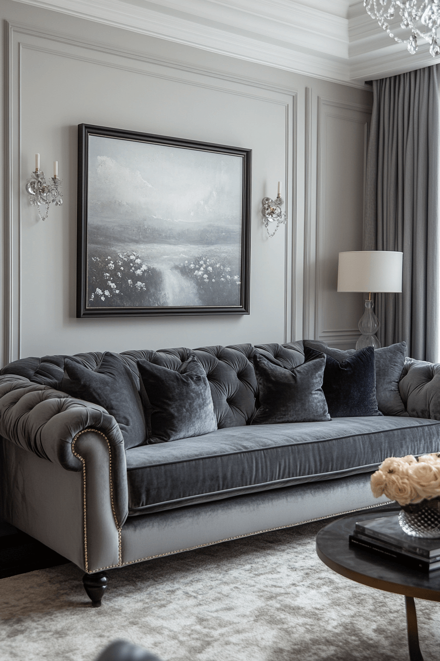 15+ Grey Couch Living Room Ideas That Prove Neutral Is Never Boring 12 Luxury With Velvet Grey