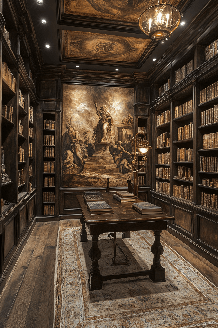 16+ Dark Academia Decor Ideas for Small Spaces With Big Character 12 Mythology Study Space
