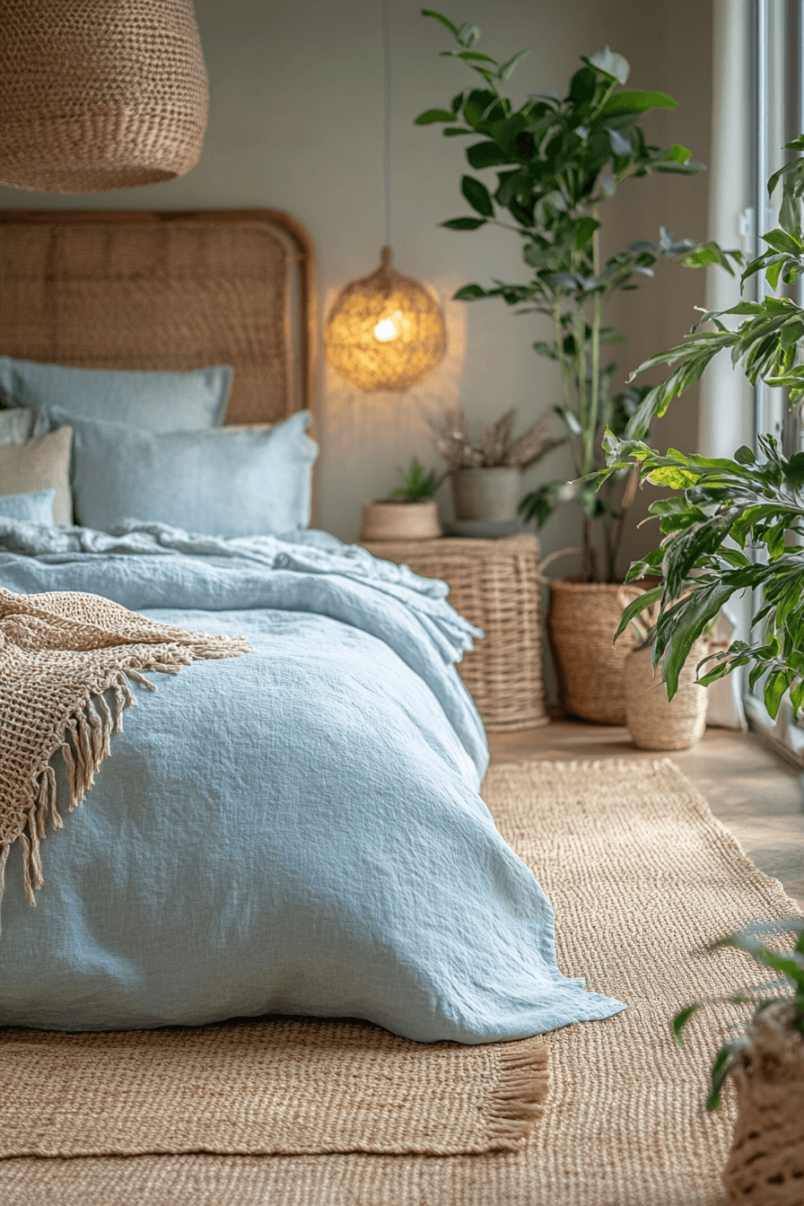 15+ Light Blue Boho Bedroom Ideas for a Chic and Airy Vibe 12 Ocean Inspired Boho Bliss