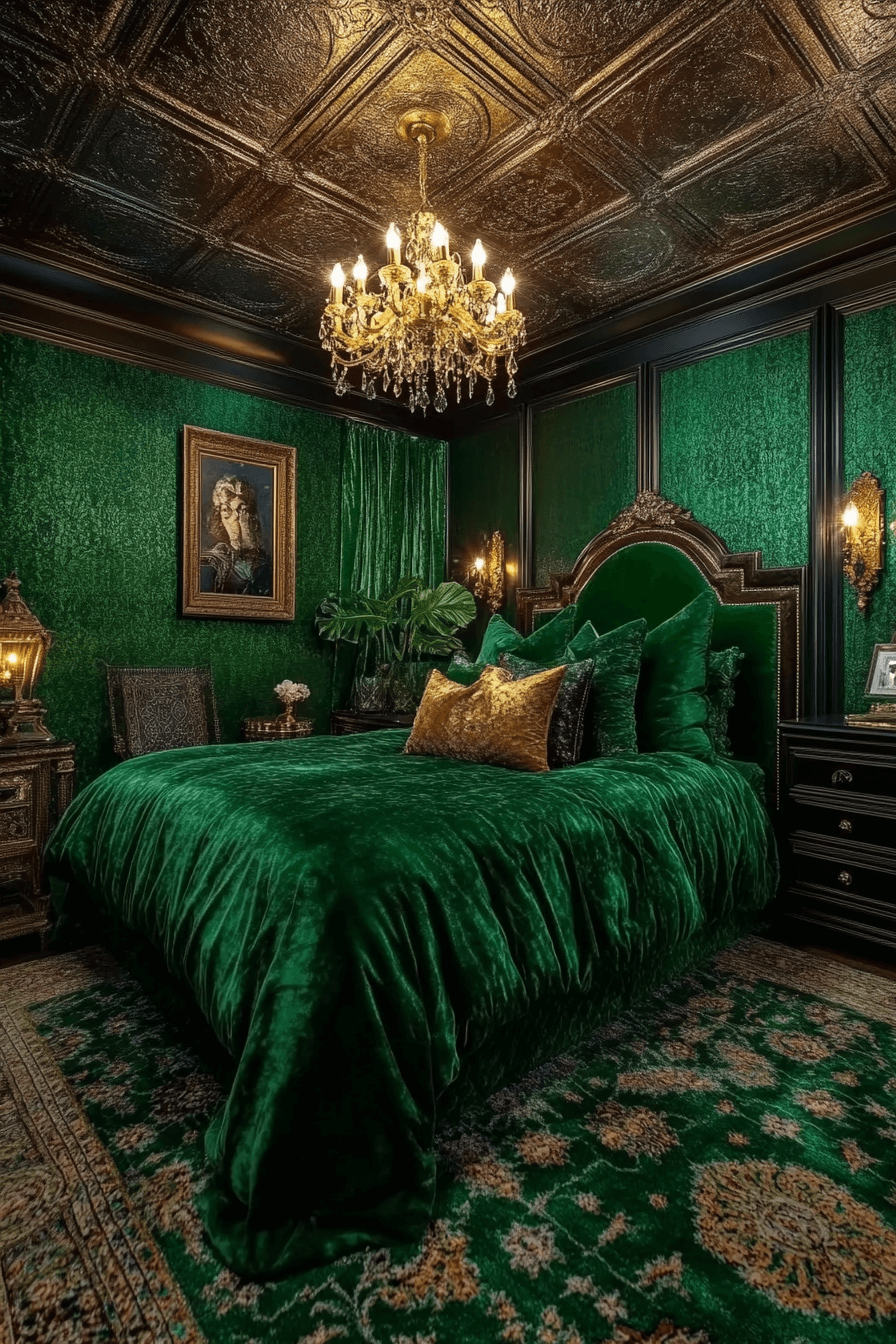 16+ Emerald Green Art Deco Bedroom Ideas to Capture Timeless Glamour 12 Opulent Emerald Green Art Deco
