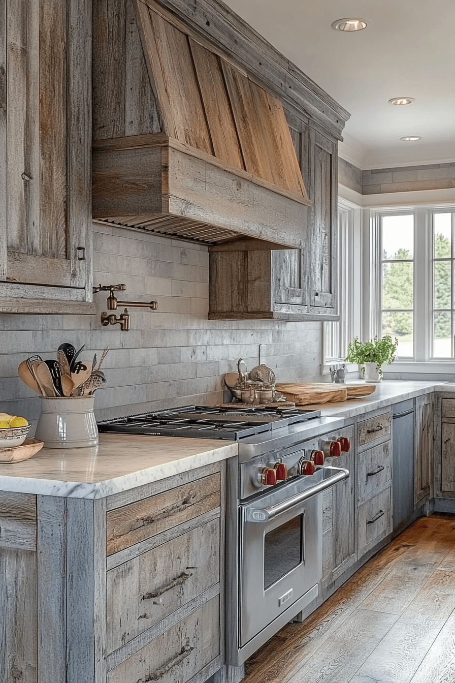 15+ Farmhouse Kitchen Decor Ideas for a Fresh and Budget-Friendly Update 12 Rustic Appeal Distressed Cabinets