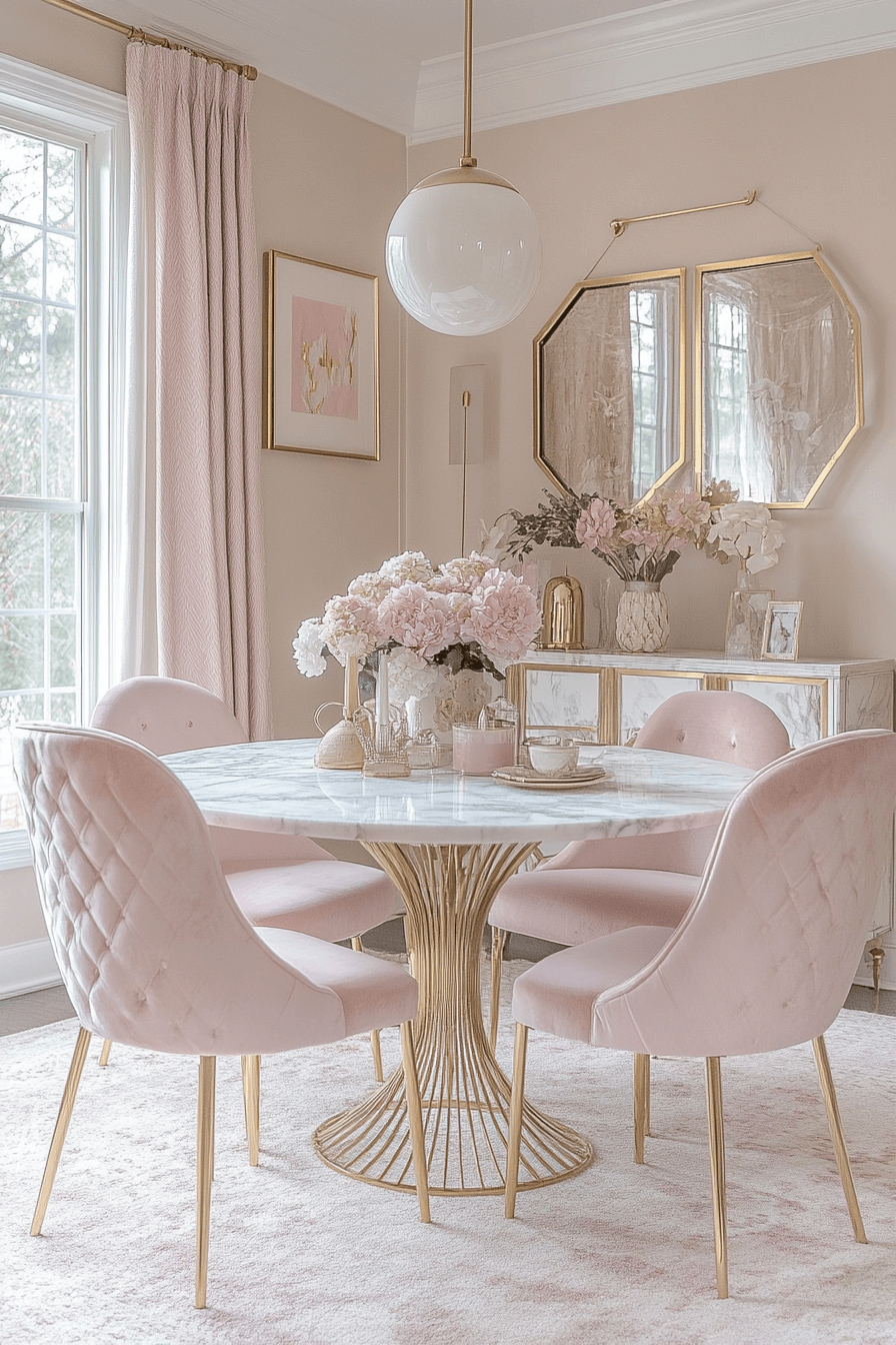 25+ Luxury Dining Room Inspiration for a Dreamy Holiday Setting 12 Soft Champagne Radiance
