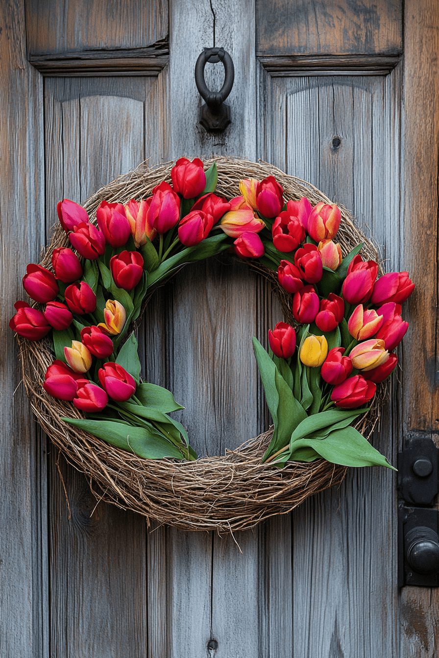 22+ Easter Wreaths for Front Door That Feel Playful and Chic 12 Twine Tulip Beauty Wreath