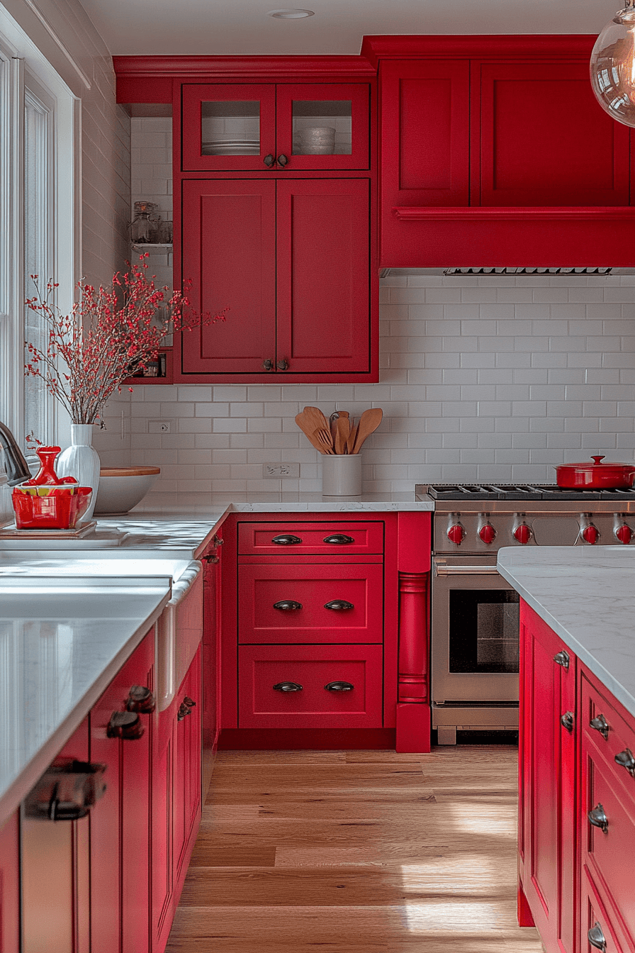16+ Kitchen Cabinet Color Ideas That Elevate Everyday Living 12 Vibrant Red Energy