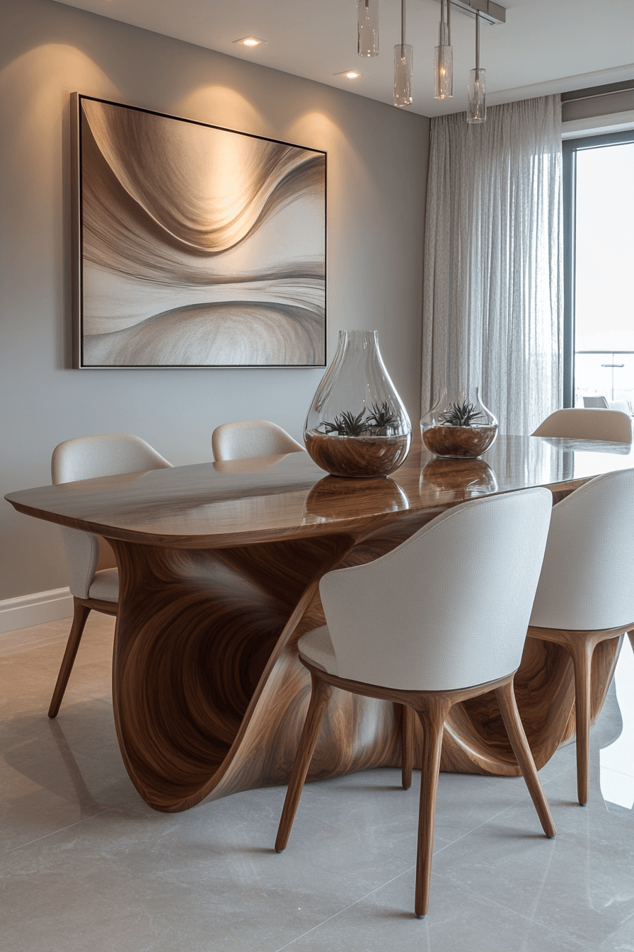 25+ Luxury Dining Room Inspiration for a Dreamy Holiday Setting 13 Artistic Sculptural Flair