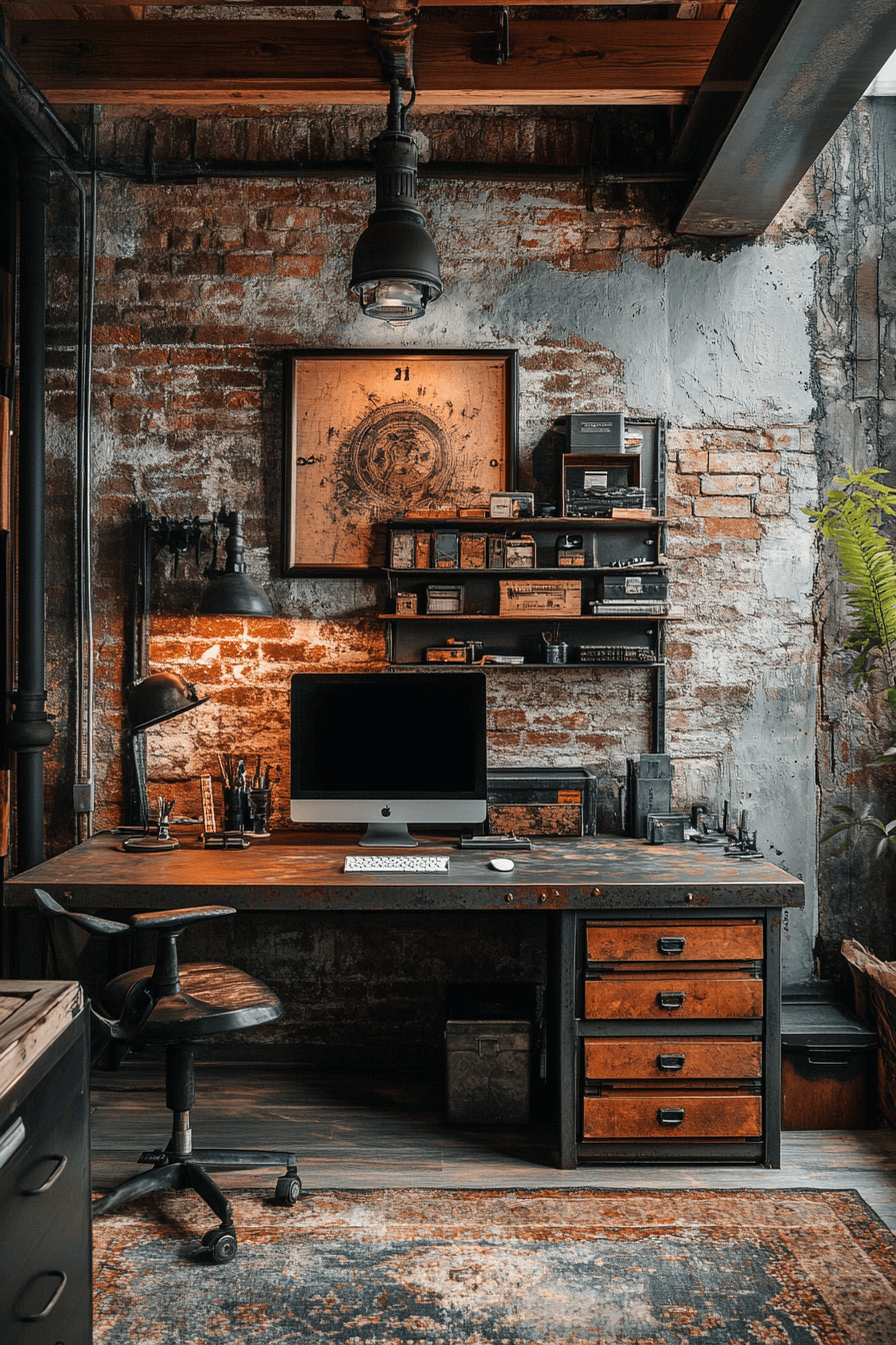 15+ Street Style Room Ideas That Bring Urban Energy Into Your Home 13 Edgy Industrial Home Office