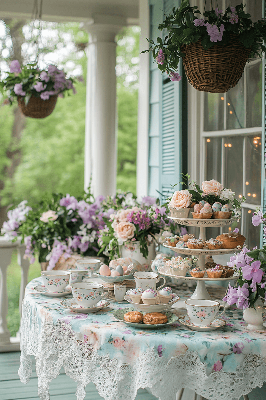 23+ Easter Porch Decor Inspiration That Captures the Spirit of Spring 13 Garden Tea Corner