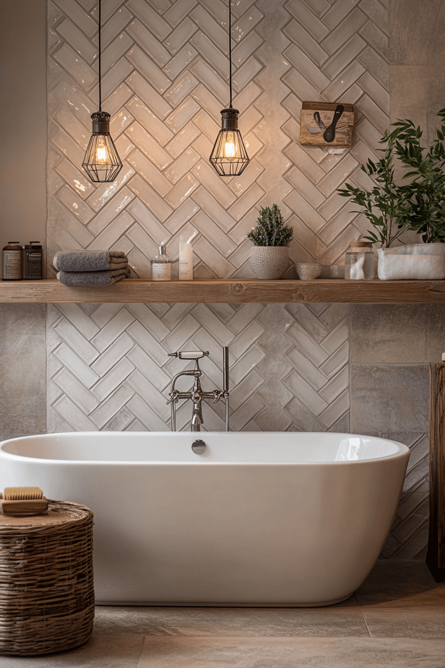 16+ Bathroom Tile Design Ideas That Add Style and Personality Instantly 13 Herringbone Pattern Sophistication