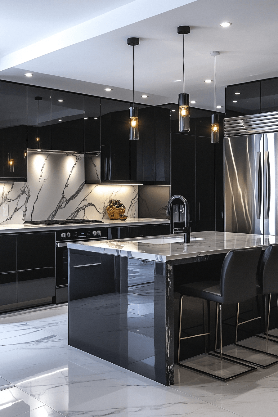 24+ Black and White Modern Kitchen Ideas That Spark Everyday Inspiration 13 Matte Black Meets Glossy White For A Modern Mix
