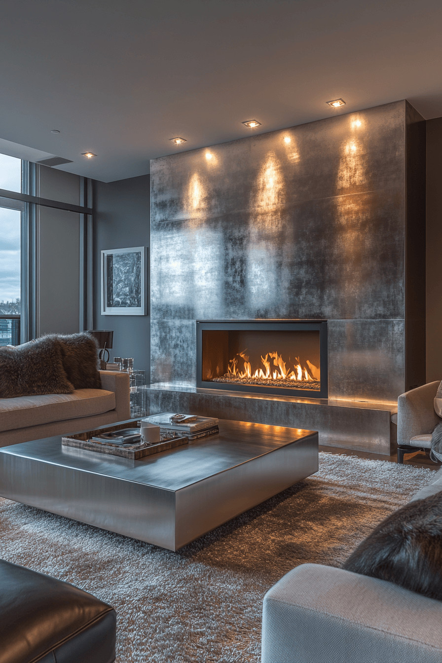 24+ Modern Fireplace Ideas to Create a Stunning Focal Point 13 Metal Magic