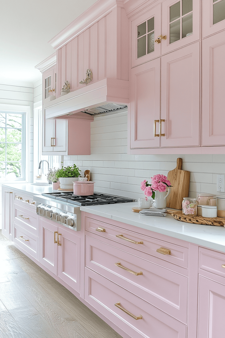 16+ Kitchen Cabinet Color Ideas That Elevate Everyday Living 13 Soft Pink Romance