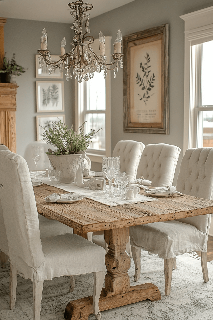 18+ Shabby Chic Dining Room Ideas to Create a Warm Gathering Spot 13 Sophisticated Country Dining Room