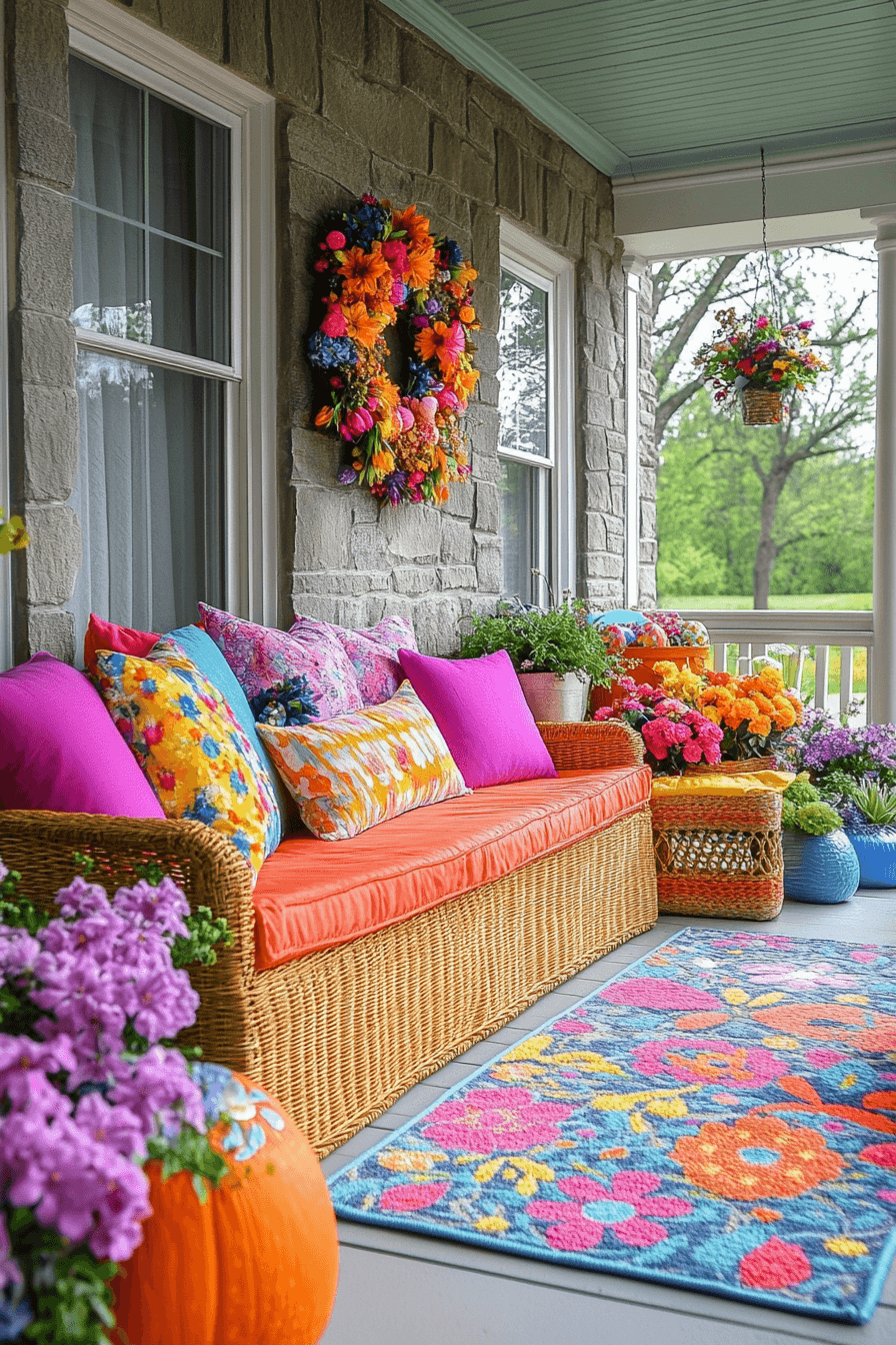 23+ Easter Porch Decor Inspiration That Captures the Spirit of Spring 14 Bright Porch Pop