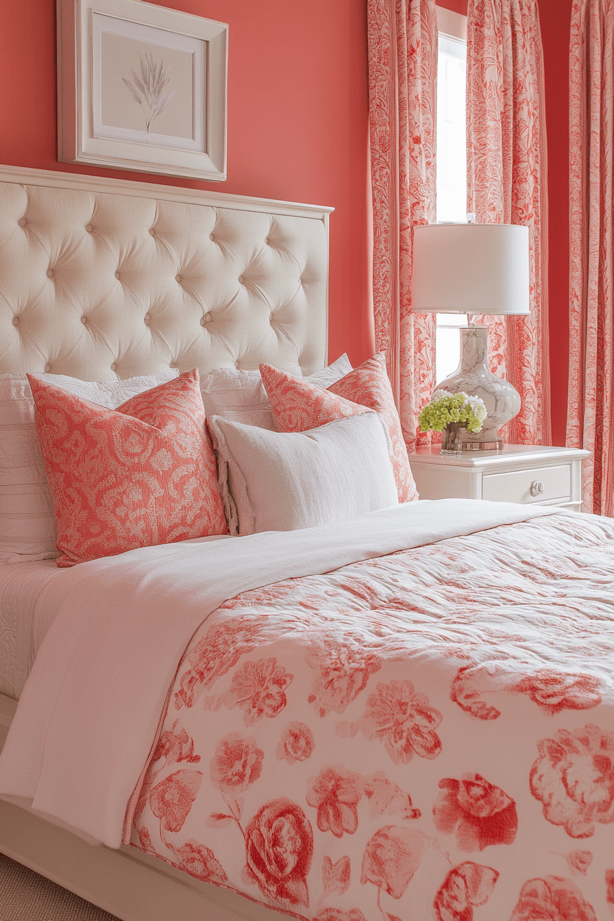 17+ Pink and White Bedroom Ideas for a Budget-Friendly Room Refresh 14 Coral Vibes Retreat
