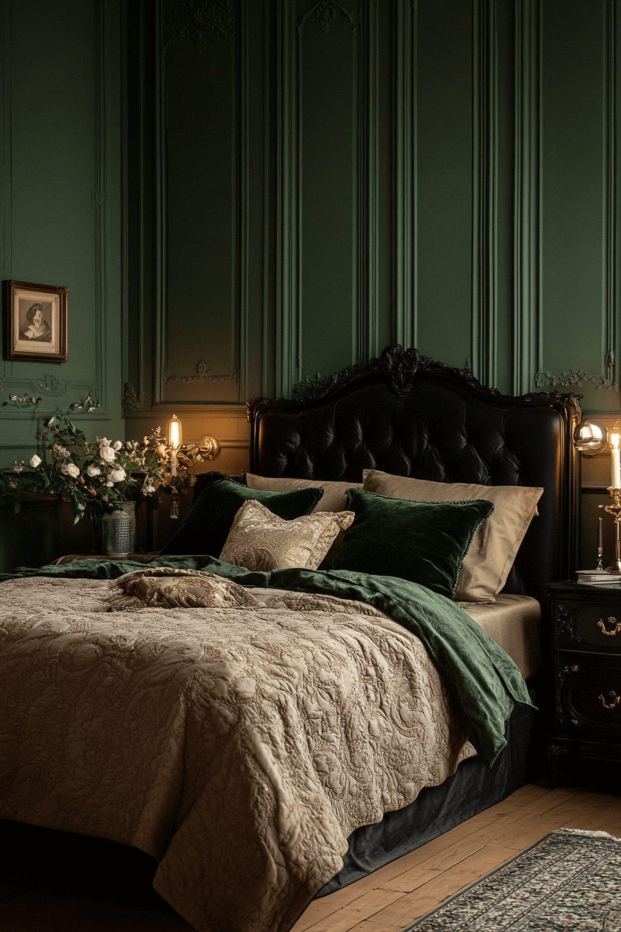 16+ Emerald Green Art Deco Bedroom Ideas to Capture Timeless Glamour 14 Dramatic Emerald Green Deco