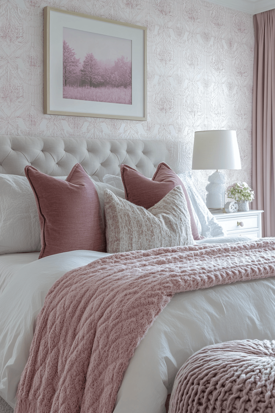 16+ Feminine Bedroom Inspiration for Creating a Calming Oasis 14 Geometric Pastel Designs