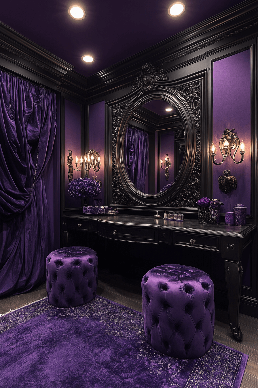 18+ Dark Aesthetic Decor Ideas That Highlight Texture and Character 14 Glamorous Dark Dressing Room