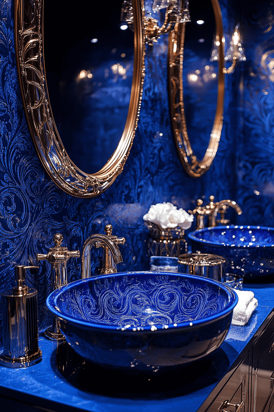 19+ Blue Bathroom Decor Inspiration for a Chic and Modern Vibe 14 Majestic Royal Blue Elegance