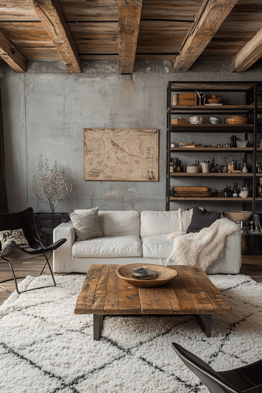 15+ Industrial Living Room Looks to Create a Chic Urban Vibe 14 Material Fusion Living Room