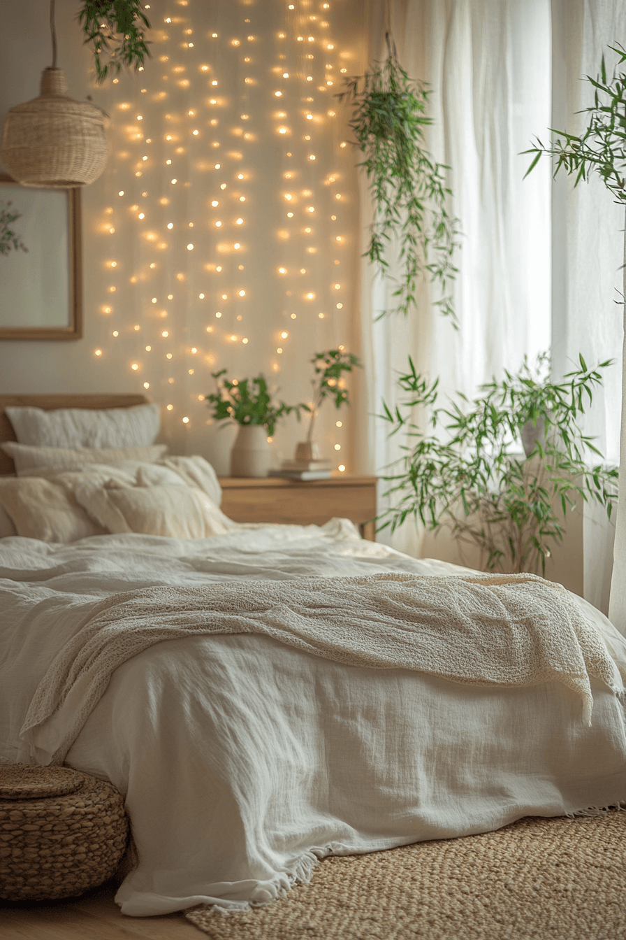 18+ Boho Bedroom With Curtain Lights That Turn Simplicity Into Style 14 Serene Twinkle Paradise
