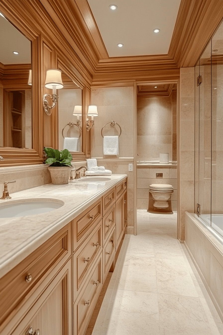 17+ Transitional Bathroom Design Looks That Make Any Home Shine 14 Warm Natural Bathroom