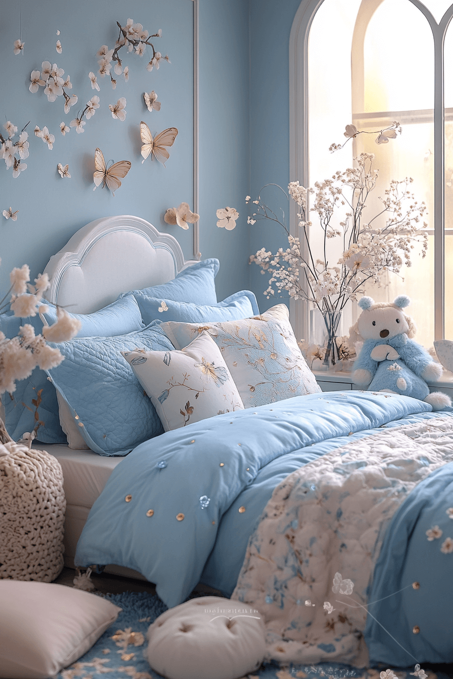 23+ Blue Boho Girls Bedroom Inspiration for a Dreamy Retreat 15 Baby Blue Bliss